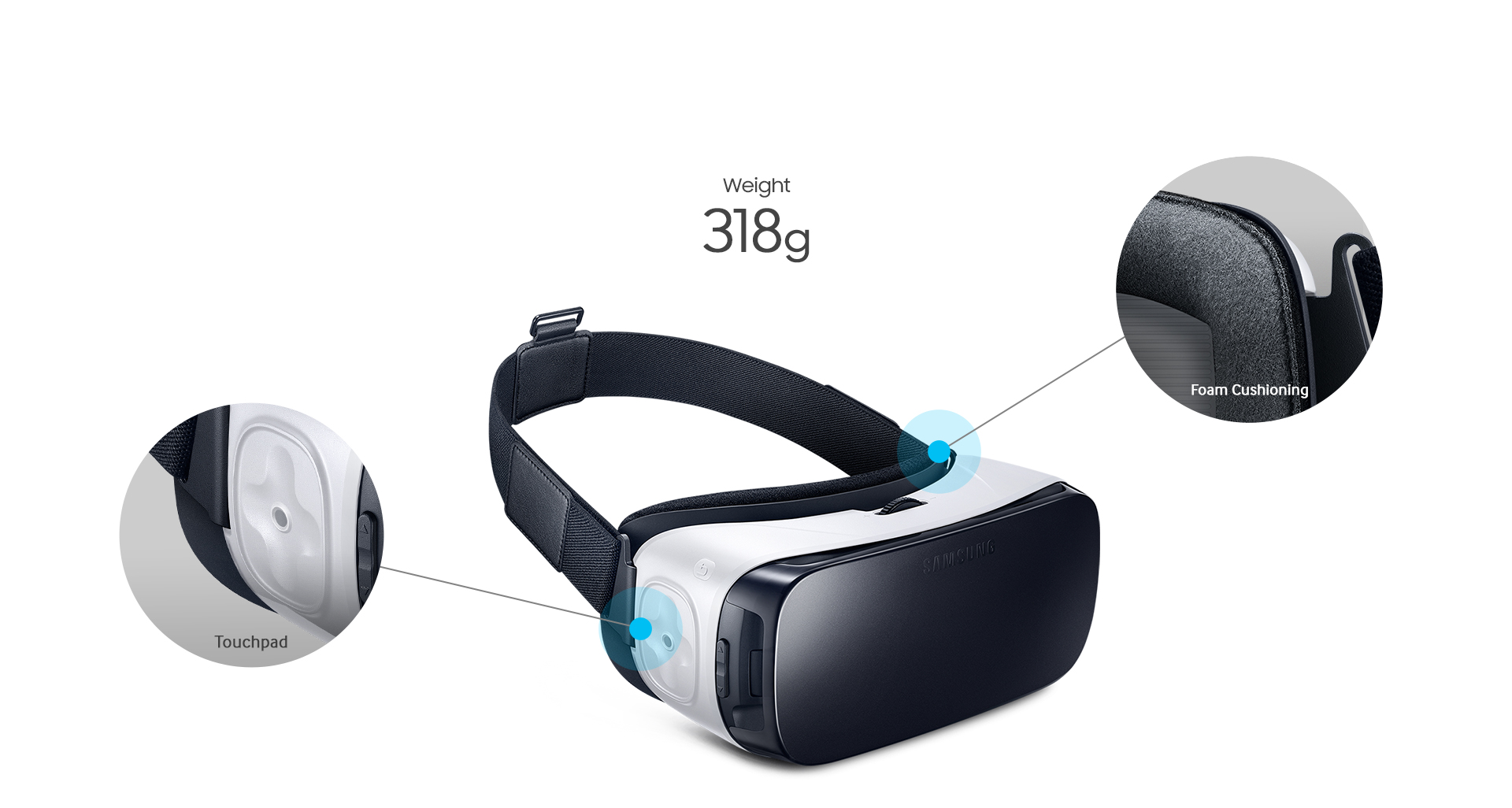 nuevas gafas Gear VR son ahora un 19% más ligeras - 318 g